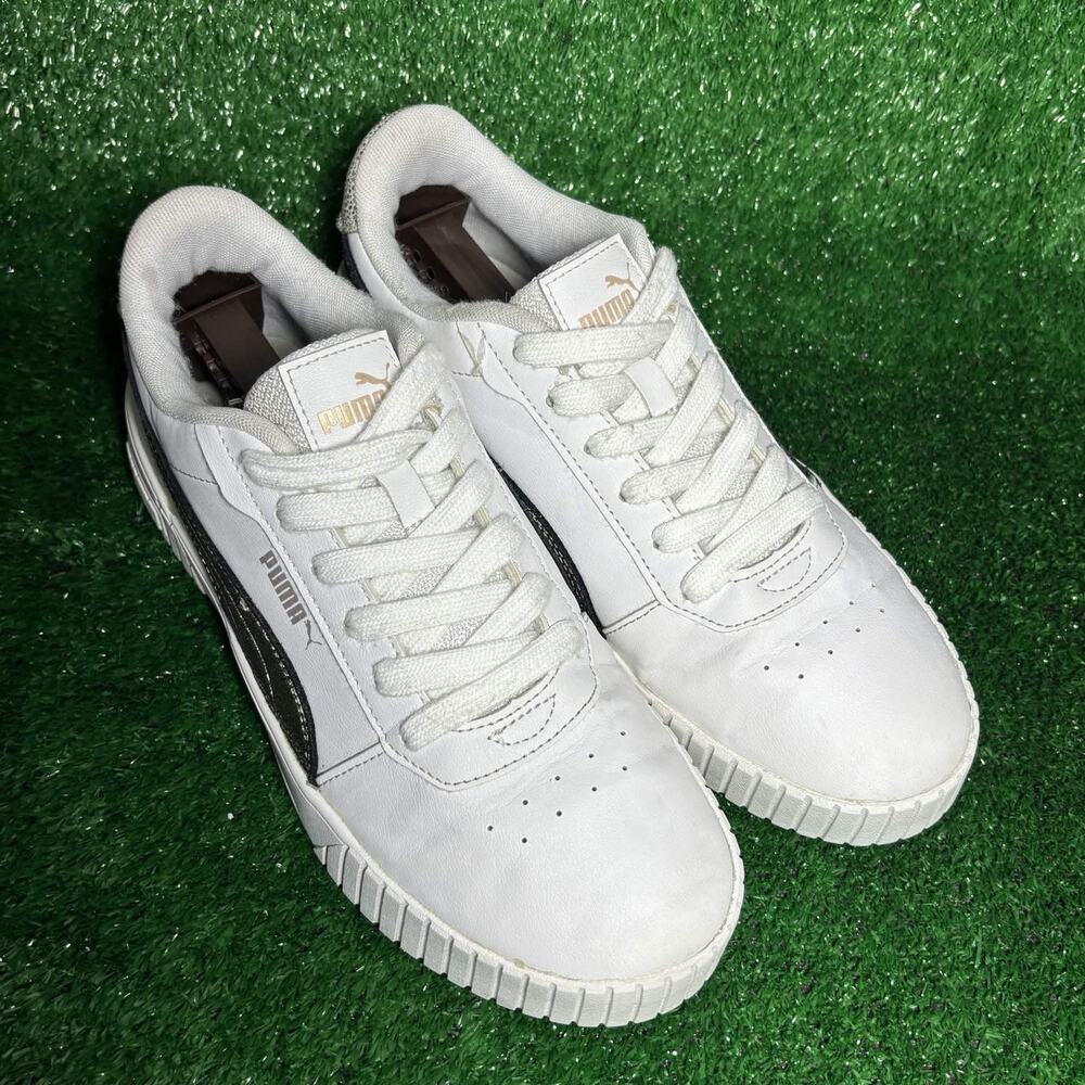 Puma Carina 2.0 Metallic Shine Womens Shoes Size 9.5 White Gold